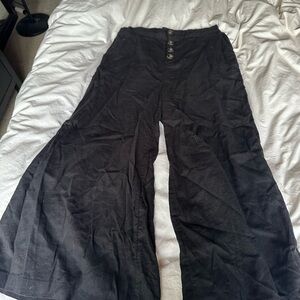 Who What Wear Black Linen-Blend Pants
